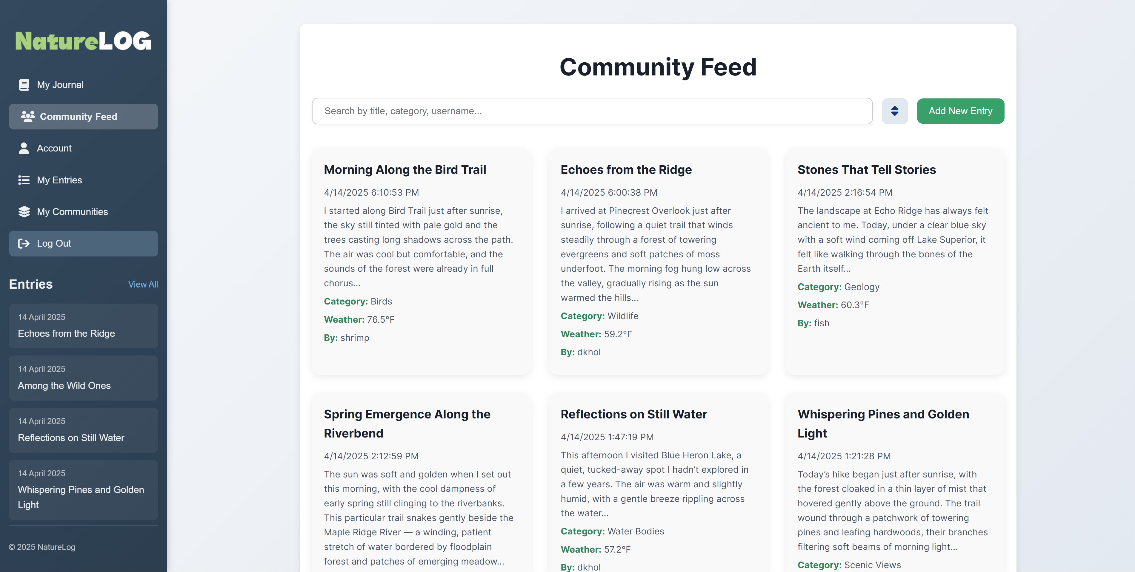 NatureLog Multimedia Features